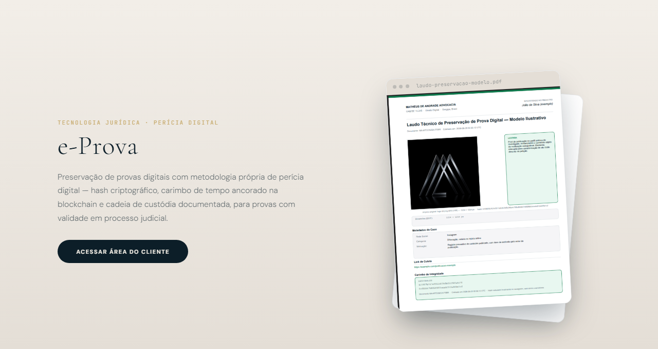 Hero da página Preservação de Provas Digitais